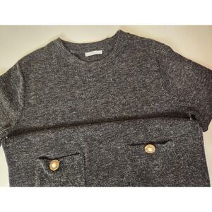 Zara Short Sleeve Sweater Dress Gray With Pockets Womens Size XL